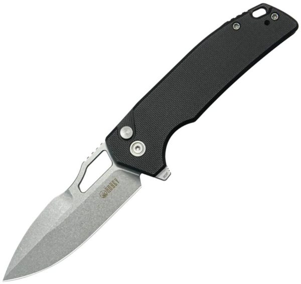 Kubey RDF Button Lock Black G10 Spear Point Blade