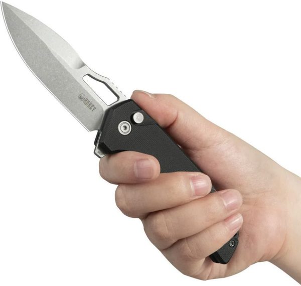 Kubey RDF Button Lock Black G10 Spear Point Blade