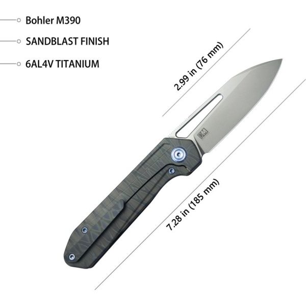 Kubey Royal Framelock Flame Titanium M390 Blade