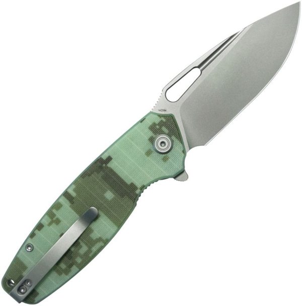 Kubey Tityus Linerlock Camo - Drop Point 14C28N