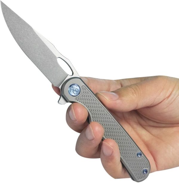 KB Knives Hydro Framelock Folding Knife 3" M390 Gray Titanium