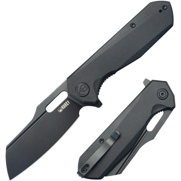 Kubey Atlas Linerlock - Black G10 Stonewash Blade