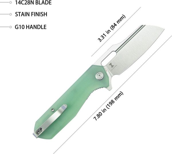 Kubey Atlas Linerlock - Jade G10 Satin Blade
