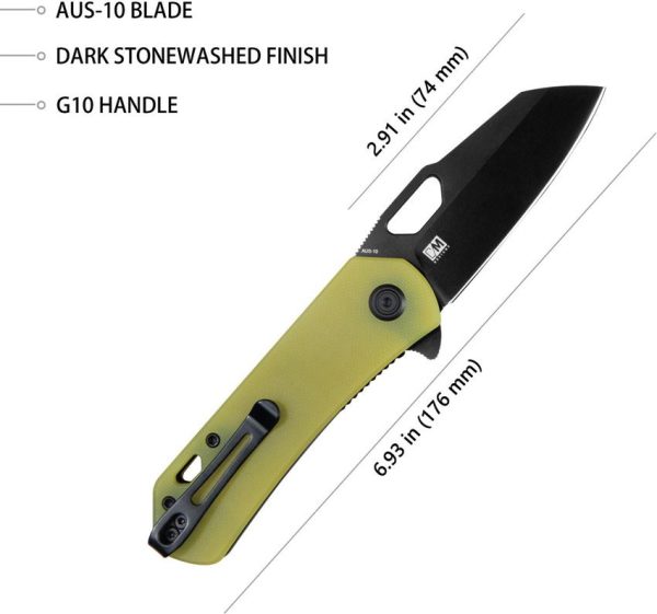 Kubey Duroc Linerlock Yellow G10 - D2 Tool Steel