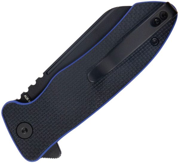 Kubey Creon Button Lock Black/Blue AUS-10A Folding Knife