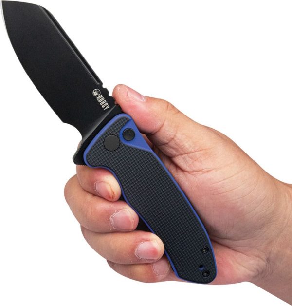 Kubey Creon Button Lock Black/Blue AUS-10A Folding Knife