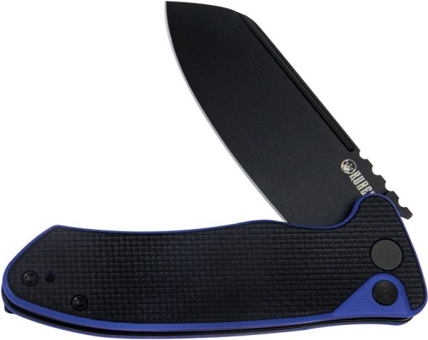Kubey Creon Button Lock Black/Blue AUS-10A Folding Knife