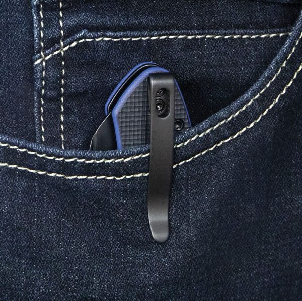 Kubey Creon Button Lock Black/Blue AUS-10A Folding Knife