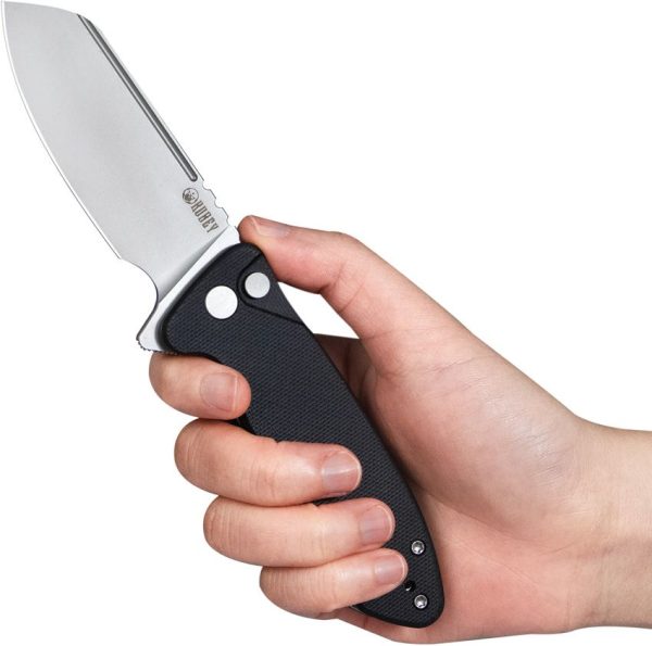 Kubey Creon Button Lock Black AUS-10A Folding Knife
