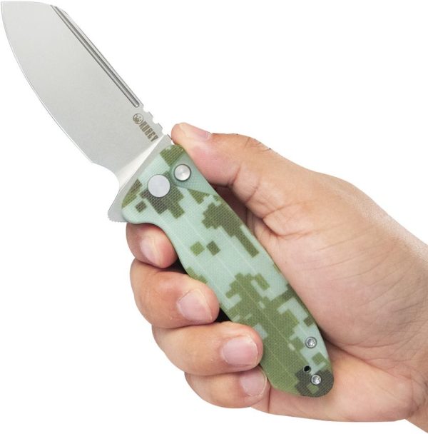 Kubey Creon Button Lock Digital Camo AUS-10A Folding Knife