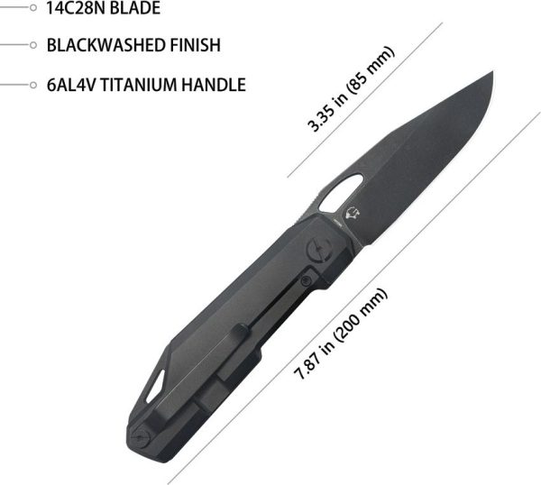 KB Knives Verijero Framelock Folding Knife Black Titanium 3.38"