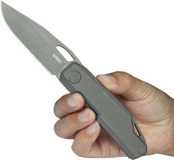 KB Knives Verijero Framelock Ti Folding Knife 3.38" Black Stonewash 14C28N