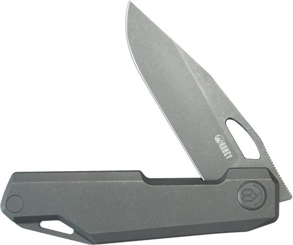 KB Knives Verijero Framelock Ti Folding Knife 3.38" Black Stonewash 14C28N