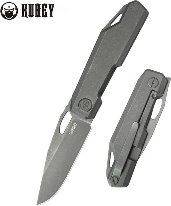 KB Knives Verijero Framelock Ti Folding Knife 3.38" Black Stonewash 14C28N