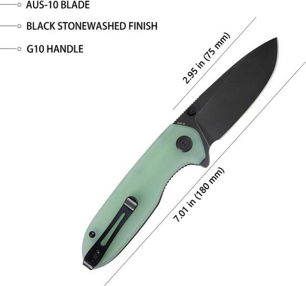 Kubey Belus EDC Linerlock Black/Jade AUS-10A Folding Knife