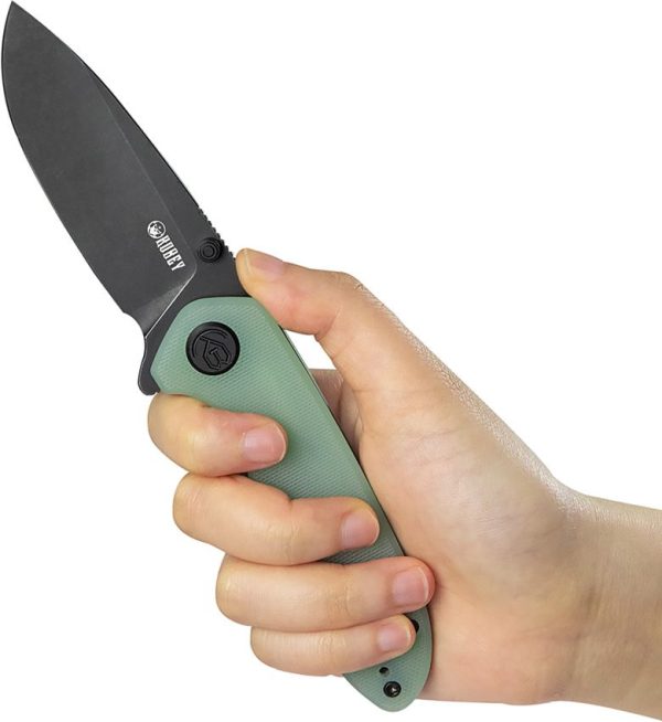 Kubey Belus EDC Linerlock Black/Jade AUS-10A Folding Knife