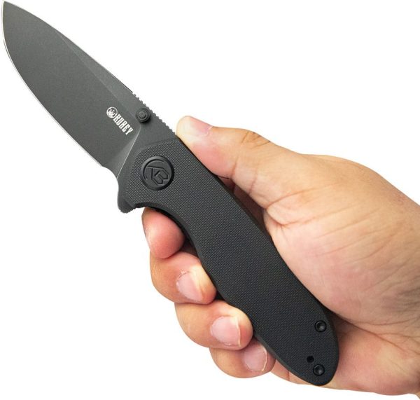 Kubey Belus EDC Linerlock Black Stonewash AUS-10A Folding Knife