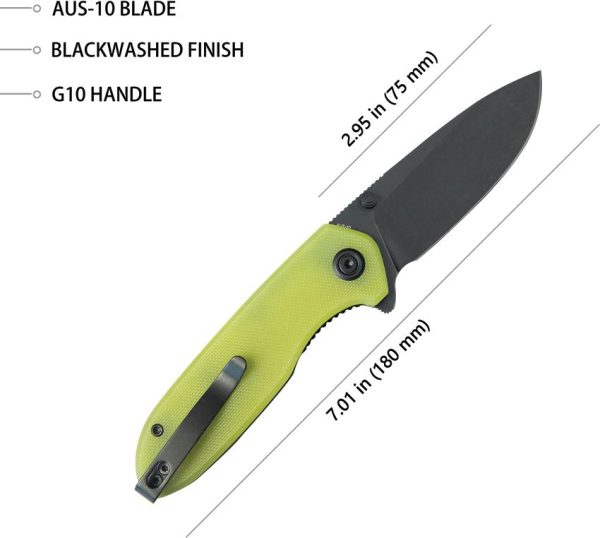Kubey Belus EDC Linerlock Yellow AUS-10A Folding Knife