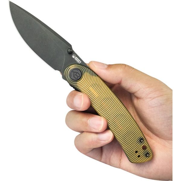 Kubey Momentum Linerlock Ultem AUS-10A Stonewash