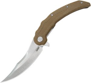 KUB346D.jpg Kubey Wave Crest Linerlock Brown Micarta Folding Knife