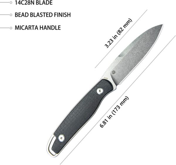 Kubey Dust Devil Fixed Blade - Black Micarta