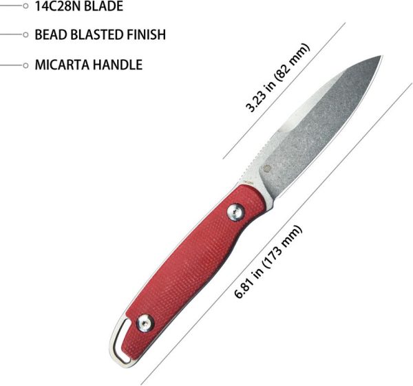 Kubey Dust Devil Fixed Blade - Red Micarta