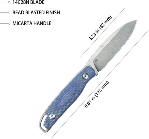 Kubey Dust Devil Fixed Blade - Blue Micarta