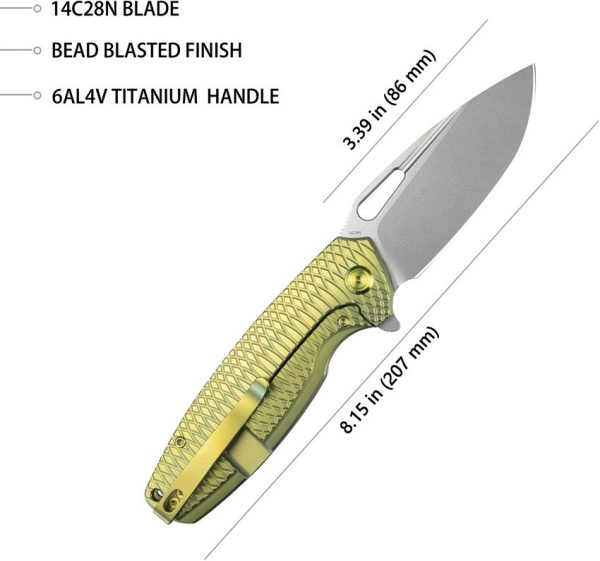 KB Knives Tityus Framelock Gold Folding Knife