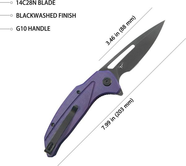 Kubey Nautilus Linerlock Purple G10 Folding Knife