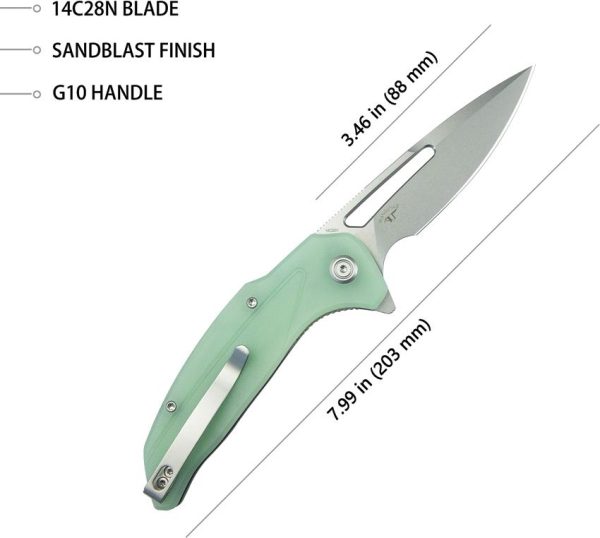 Kubey Nautilus Linerlock Jade G10 Folding Knife
