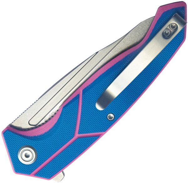 Kubey RBC-1 Linerlock Folding Knife - Blue/Pink G10