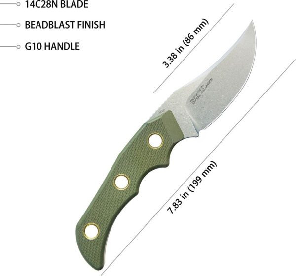 Kubey Willumsen Hunter Fixed Blade - Green G10