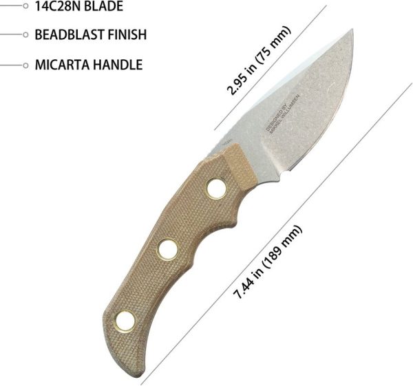 Kubey Willumsen DP Hunter Fixed Blade - Brown Micarta