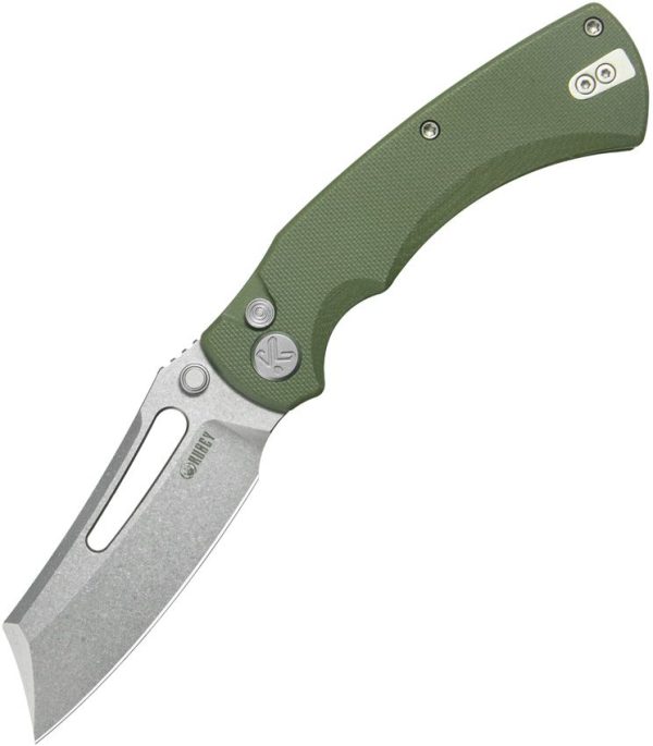 Kubey Dheo EDC Button Lock Knife - OD Green G10