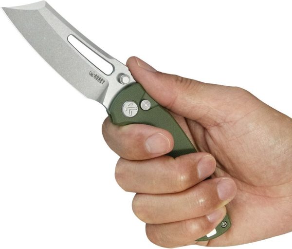 Kubey Dheo EDC Button Lock Knife - OD Green G10