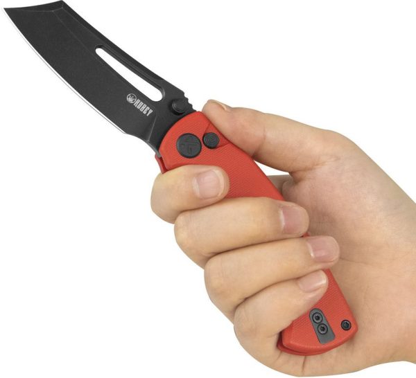 Kubey Dheo EDC Button Lock Knife - Red G10