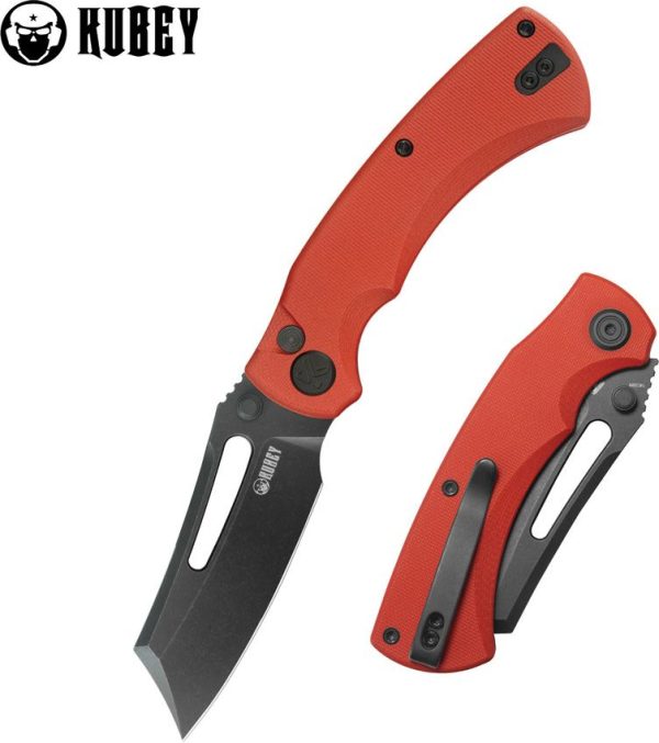 Kubey Dheo EDC Button Lock Knife - Red G10