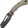 Kubey Dheo EDC Button Lock Wharncliffe Tan G10