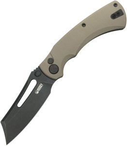 Kubey Dheo EDC Button Lock Wharncliffe Tan G10