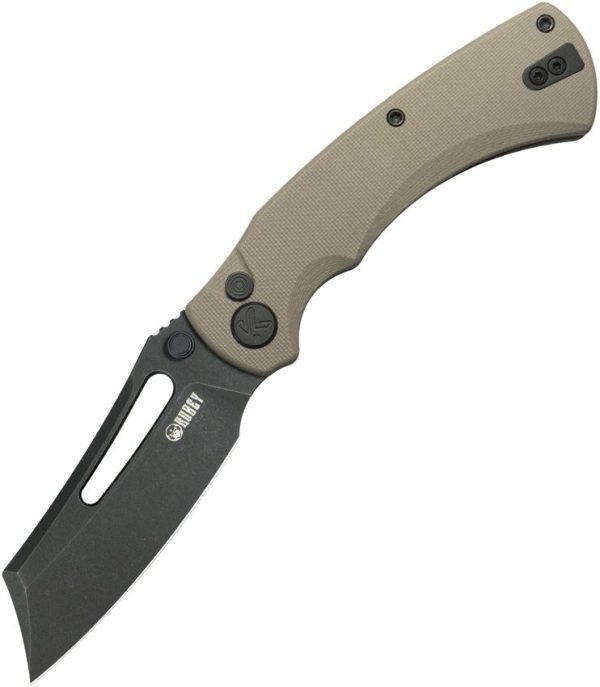 Kubey Dheo EDC Button Lock Wharncliffe Tan G10