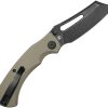 Kubey Dheo EDC Button Lock Wharncliffe Tan G10