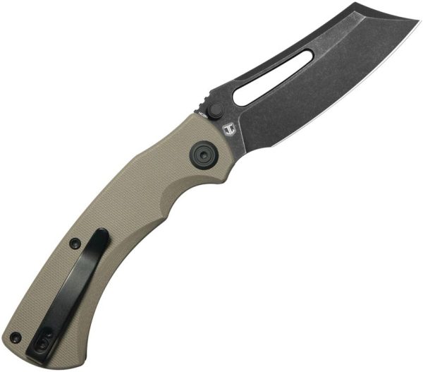 Kubey Dheo EDC Button Lock Wharncliffe Tan G10