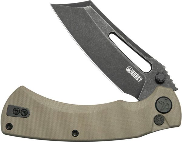 Kubey Dheo EDC Button Lock Wharncliffe Tan G10