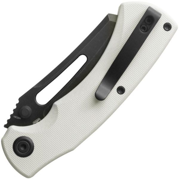 Kubey Dheo EDC Button Lock Wharncliffe White G10