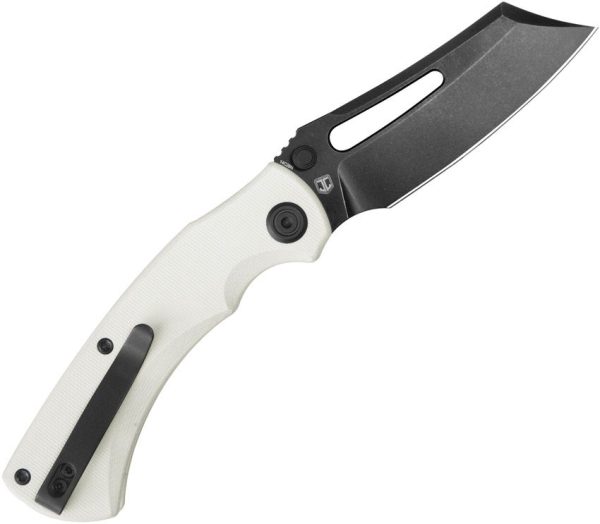Kubey Dheo EDC Button Lock Wharncliffe White G10