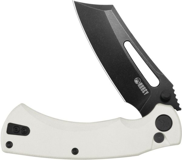 Kubey Dheo EDC Button Lock Wharncliffe White G10