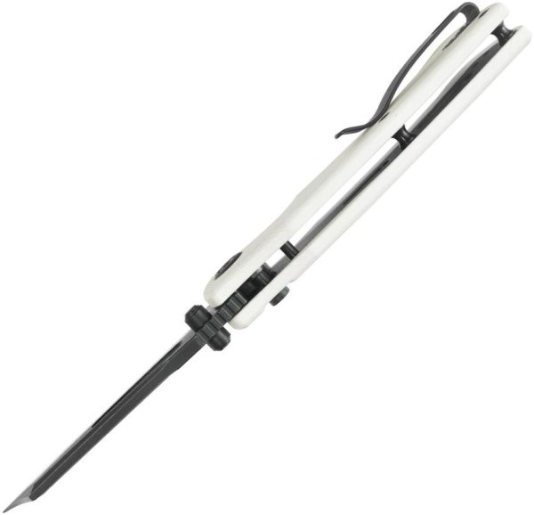 Kubey Dheo EDC Button Lock Wharncliffe White G10