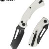 Kubey Dheo EDC Button Lock Wharncliffe White G10
