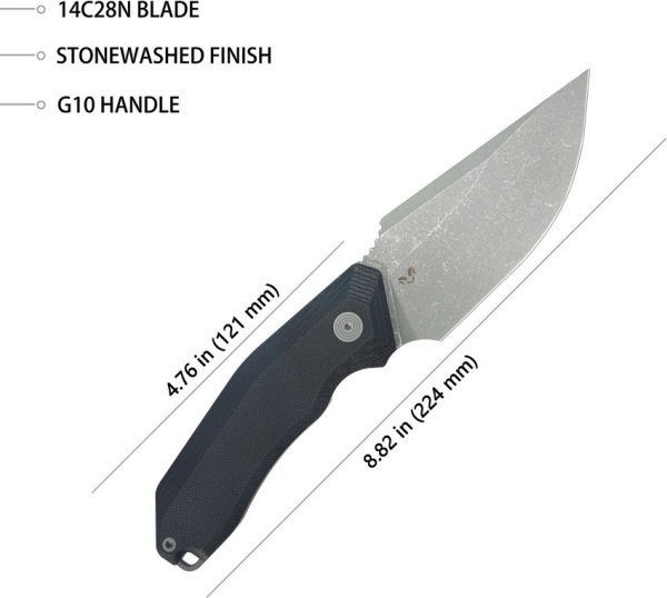 Kubey Basilisk Fixed Blade Drop Point Black G10