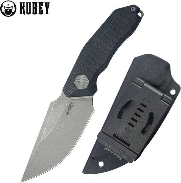 Kubey Basilisk Fixed Blade Drop Point Black G10